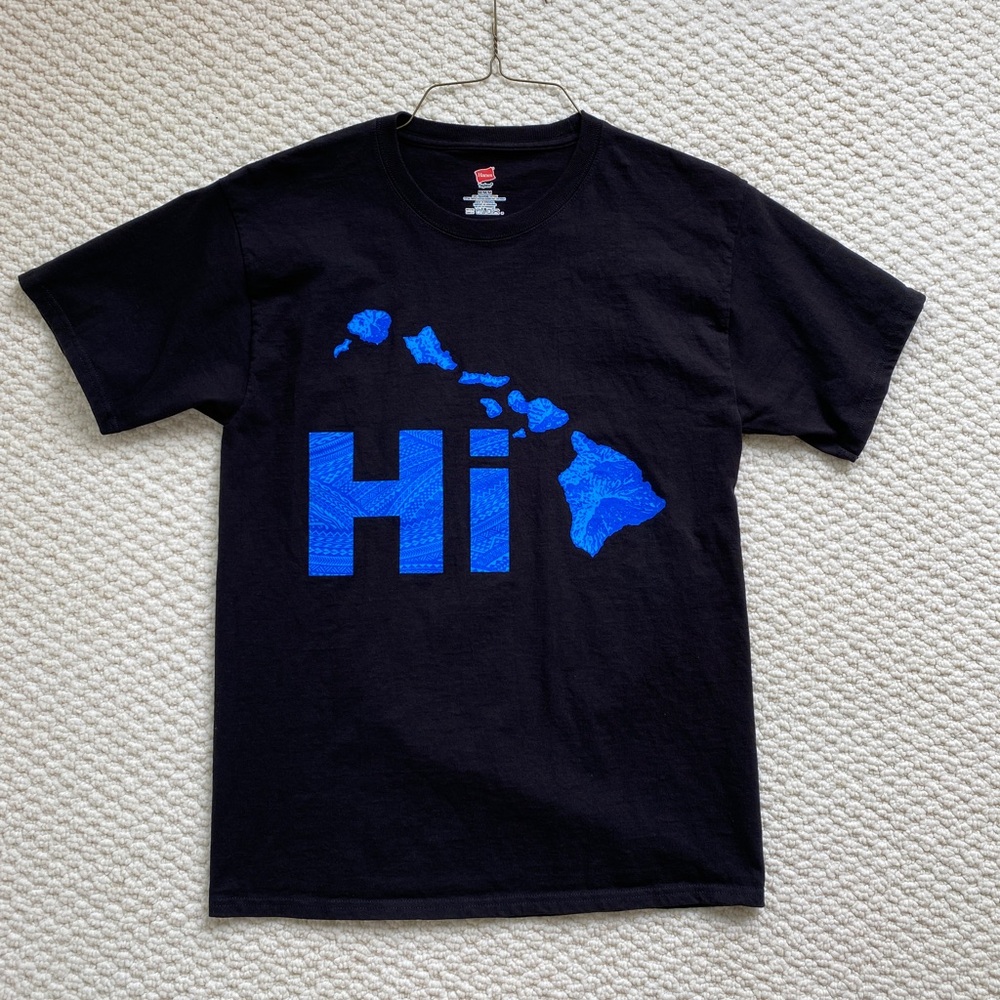 Hawaii Island HI Shirt Blue Tribal Mens M